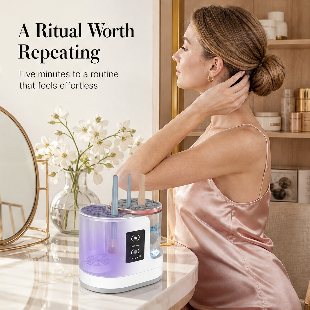 Brushvue – Automatic Wash & Dry Electric Makeup Brush Cleaner + 50% OFF features