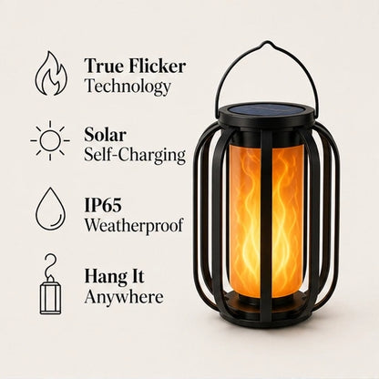 Emberwick – Solar Flickering Flame Lantern with Auto-On Dusk Sensor, Weatherproof + 50% OFF