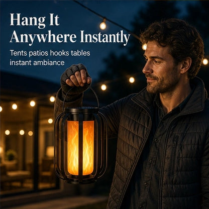 Emberwick – Solar Flickering Flame Lantern with Auto-On Dusk Sensor, Weatherproof + 50% OFF