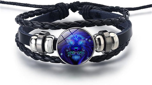 The AuraGuardian Zodiac Bracelet - Premium Black Leather, Adjustable Fit, and Hypoallergenic Quality + 50% OFF