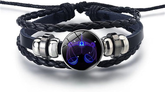 The AuraGuardian Zodiac Bracelet - Premium Black Leather, Adjustable Fit, and Hypoallergenic Quality + 50% OFF