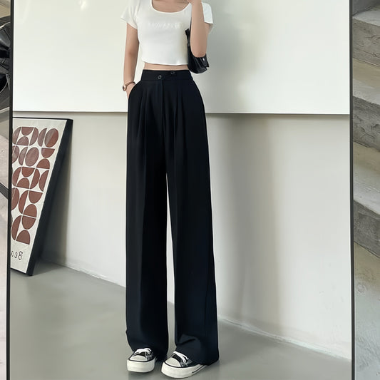 The AuraFlow Wide Leg Trousers - Silky Soft, Tummy Control, and Wrinkle-Free +  50% OFF