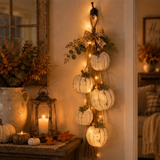 Amberwick – Rustic 5-Pumpkin Layered Hanging Swag Fall Door Decor + 50% OFF