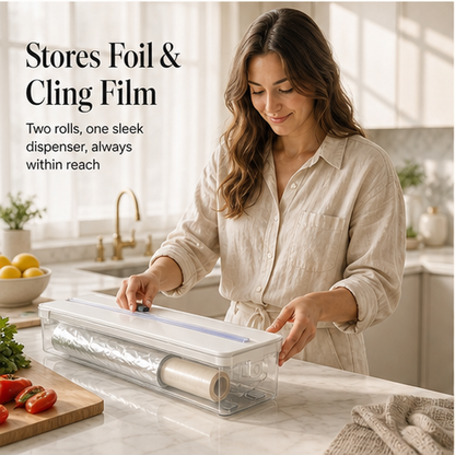 Galley – 2-in-1 Foil & Cling Wrap Dispenser with Built-In Slide Cutter + 50% OFF