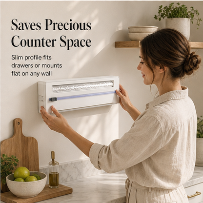 Galley – 2-in-1 Foil & Cling Wrap Dispenser with Built-In Slide Cutter + 50% OFF