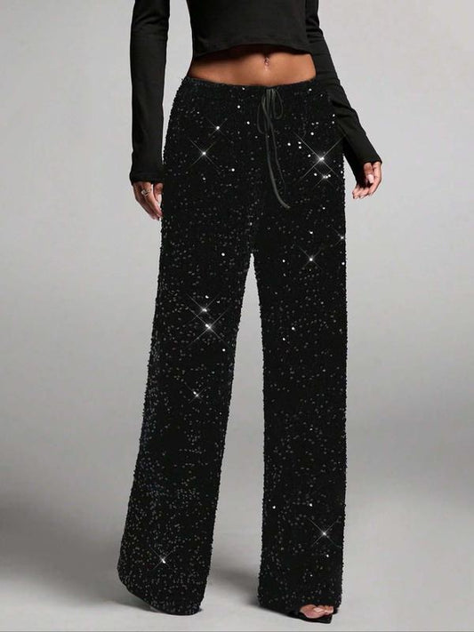 The AuraShimmer Sequin Trousers - Dazzling Sparkle, High-Waist Slimming Fit + 50% OFF