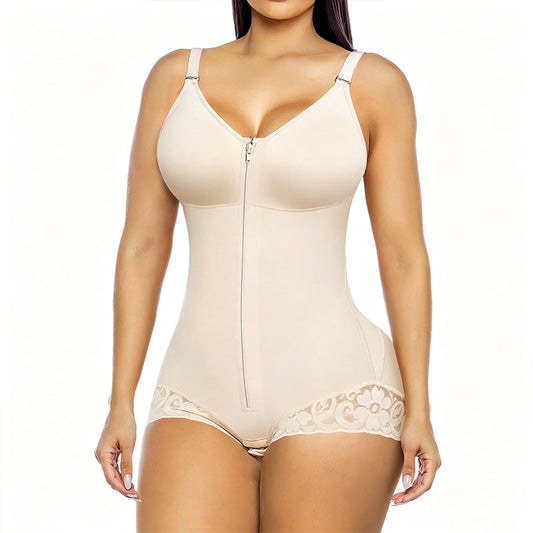 Poise™ – Dual-Zip Tummy Control Shapewear Bodysuit with Anti-Slip Lace + 50% OFF