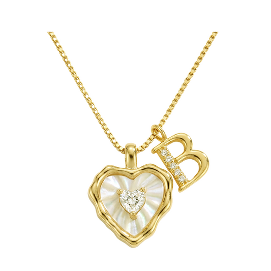 Pavelle – Micro-Pavé Initial & Heart Charm Titanium Steel Necklace - Buy 1 + 1 FREE