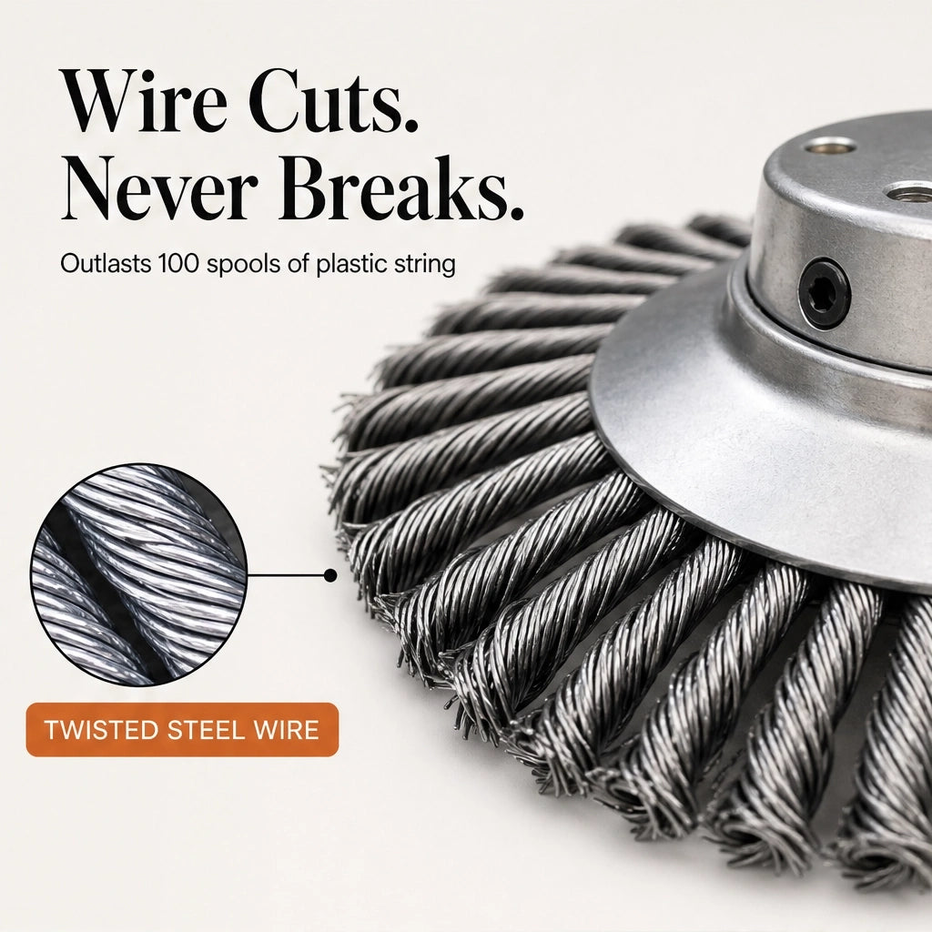 TrimForge – 360° Steel Wire Trimmer Head for Tough Weeds & Overgrowth + 50% OFF
