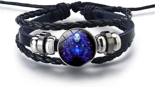 The AuraGuardian Zodiac Bracelet - Premium Black Leather, Adjustable Fit, and Hypoallergenic Quality + 50% OFF